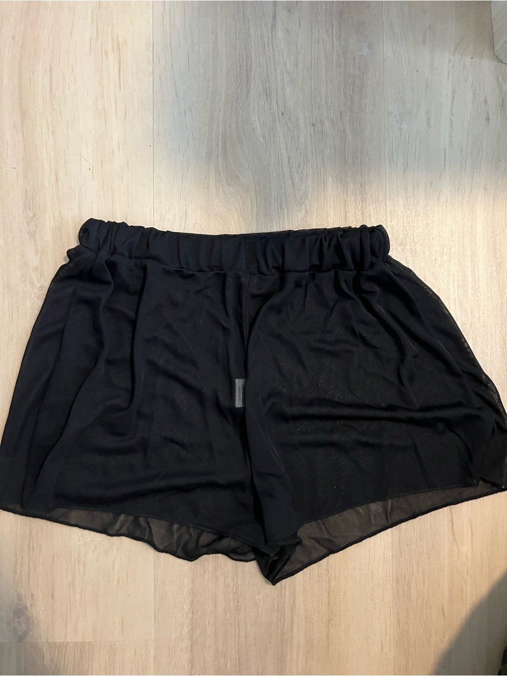 PrettyLittleThing Black Sheer-Layer Athletic Shorts